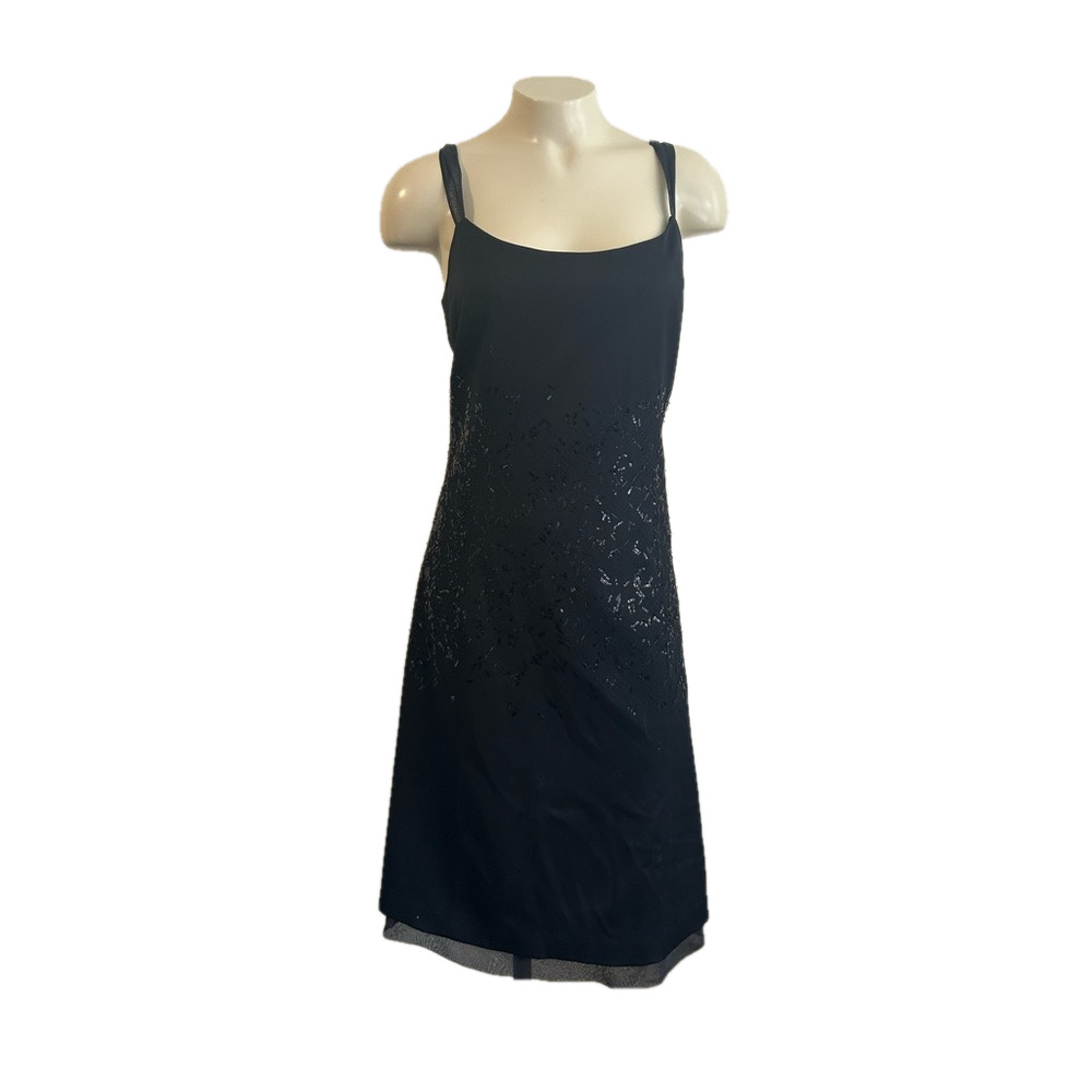 Ellen Tracy Black Sequin Embellished Midi Dress sz 8 NWT